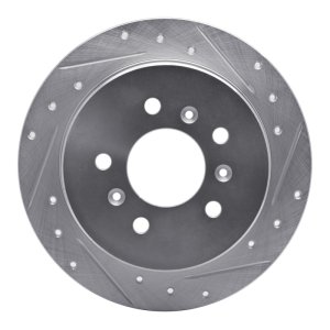 Buick LaCrosse Brake Rotor (1) - Rear Right - R1 Concepts - Drilled & Slotted - Silver - `06-`10